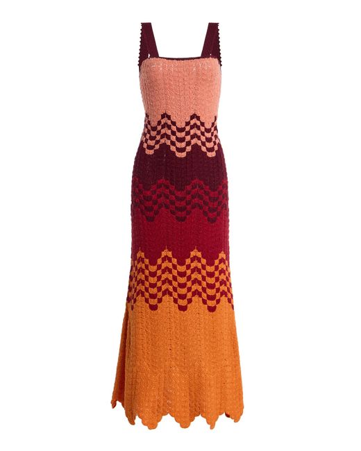 Escvdo Red Exclusive Siula Marea Cotton Maxi Dress