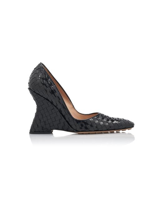 Bottega Veneta Black Squared Toe Leather Pumps