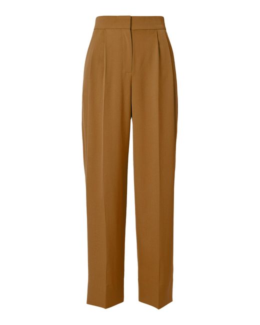 Erdem Brown Pleated Wool-blend Wide-leg Pants