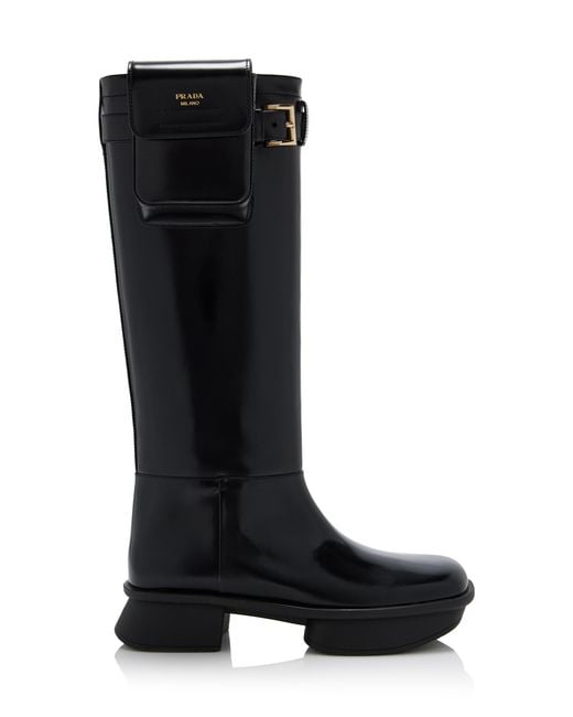 Prada Black Re-Edition 1999 Equal Leather Knee Boots