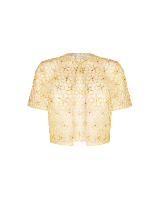 Naeem Khan Natural Abstract Cording Bolero