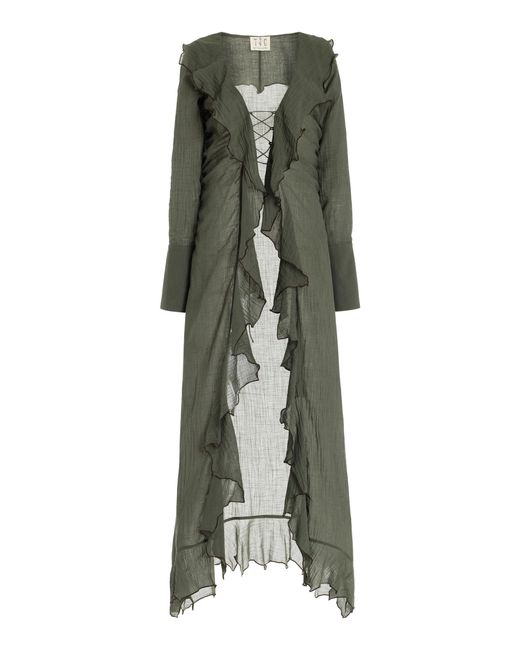 TG Botanical Green Marlie Cotton-linen Tunic Top