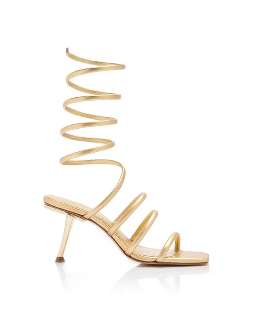 Cult Gaia Kacey Leather Sandals in Gold (White) | Lyst