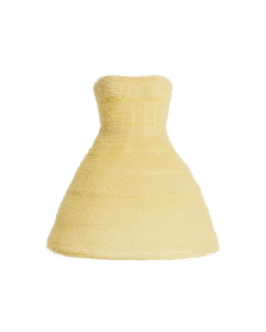 Carolina Herrera Yellow Pleated Tulle Corset Mini Dress