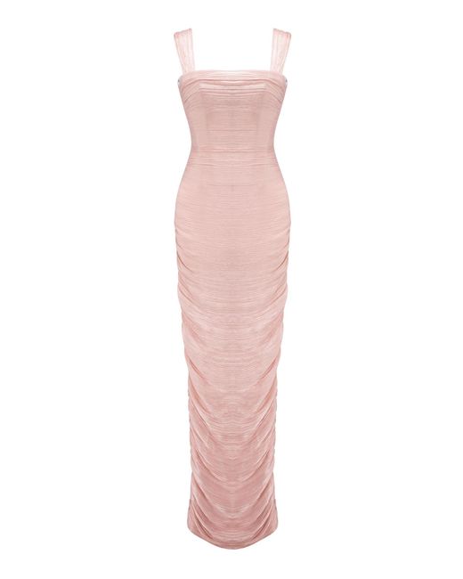 Marmar Halim Pink Hand-Pleated Maxi Dress