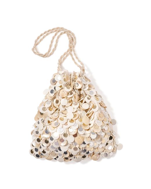 Lizzie Fortunato White Gala Sequined Drawstring Pouch
