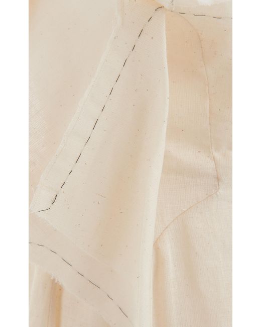 Maison Margiela Natural Embroidered Cotton-silk Midi Skirt