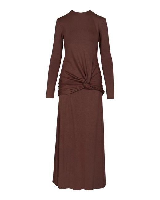Johanna Ortiz Brown Sail Shade Twisted Midi Dress