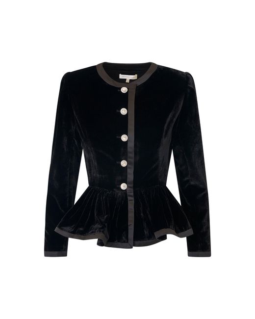 LoveShackFancy Black Velouria Velvet Peplum Jacket