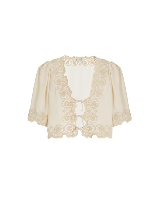 Sea Natural Baylin Lace-trimmed Crepe Top