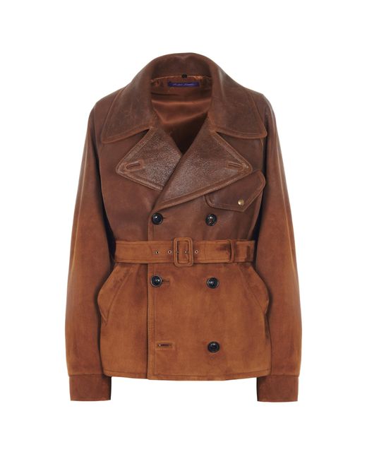 Ralph Lauren Brown Eldridge Belted Leather Jacket