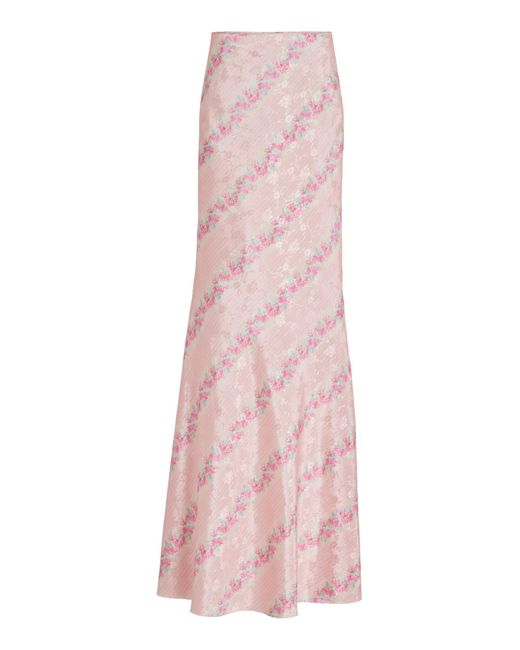 LoveShackFancy Pink Noam Floral Maxi Skirt