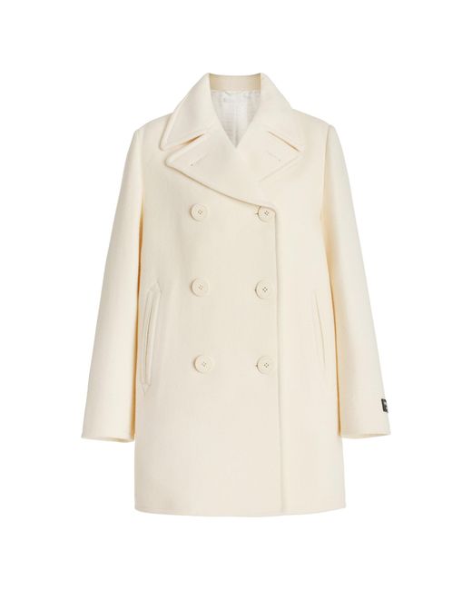 Prada Natural Double-breasted Wool Peacoat