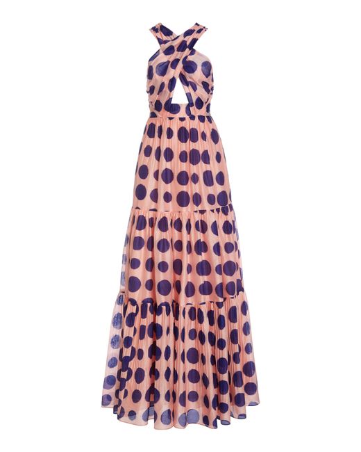Ulla Johnson Pink Fontaine Cotton Cutout Polka Dot Gown