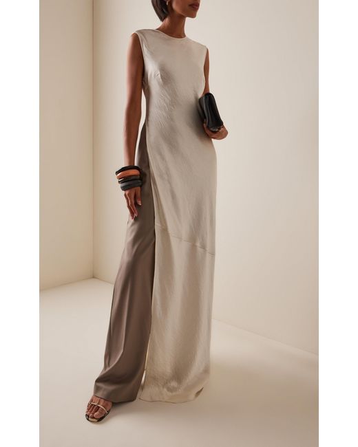Third Form White Revery Split Satin Maxi Dress
