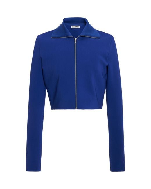 Jil Sander Blue Cropped Zip-Up Jacket