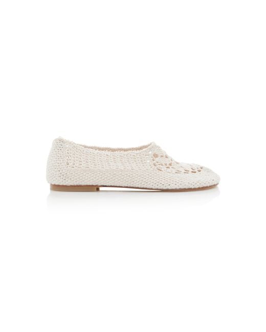 Hvoya White Merezhyvni Woven Flats
