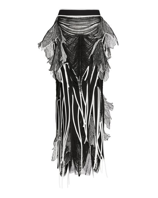 Maticevski Black Yearning Fringe Maxi Skirt