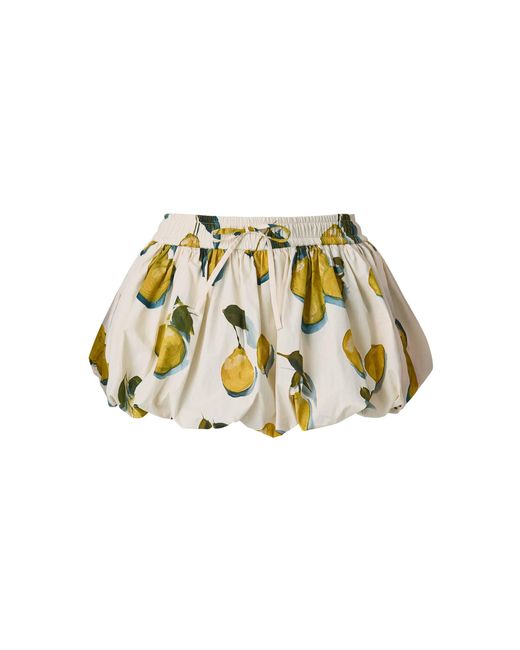 Monse Metallic Lemon-Print Cotton Bubble Skort