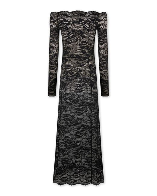 Rabanne Black Off-the-shoulder Lace Midi Dress
