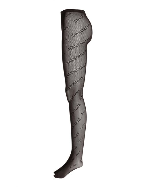 Balenciaga Logo-print Mesh Tights in Black