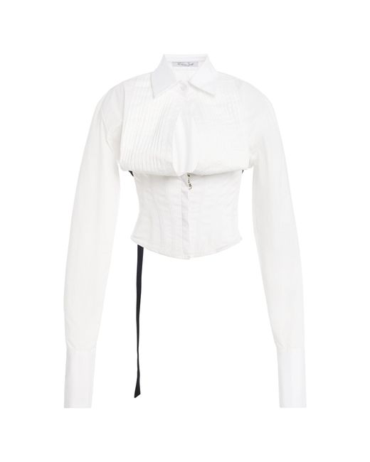 LAQUAN SMITH White Keyhole Cotton Top