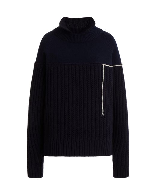 Victoria Beckham Blue Collared Knit Wool Sweater