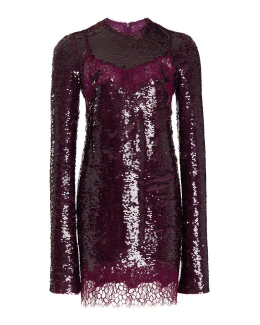 Jonathan Simkhai Purple Mako Sequin Lace Mini Dress