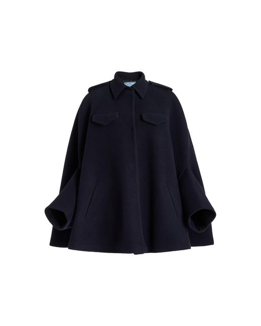 Prada Blue Wool Cape