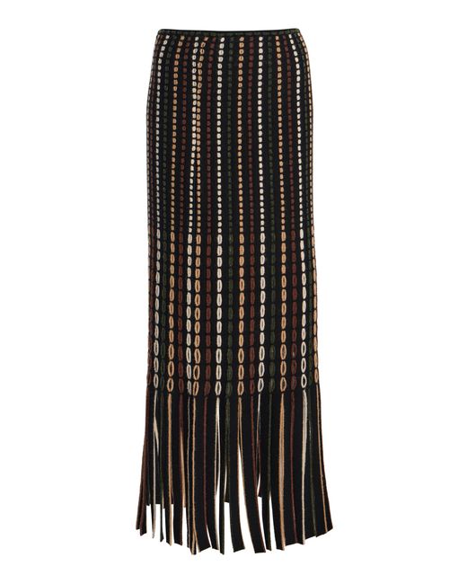 Ulla Johnson Black Ineze Fringe Wool Maxi Skirt