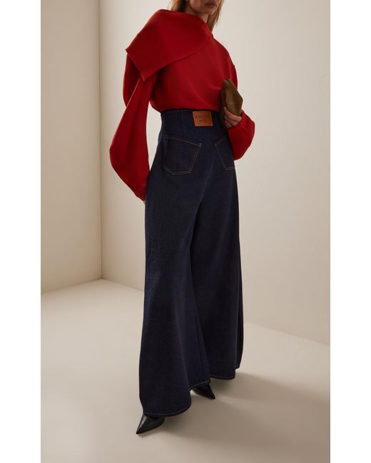 A.W.A.K.E. MODE Blue Reversed Rigid High-Rise Rounded Jeans