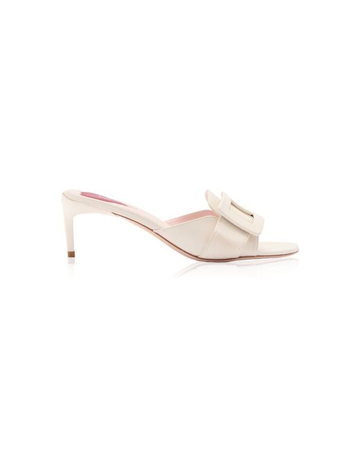 Roger Vivier White Choc Leather Mules