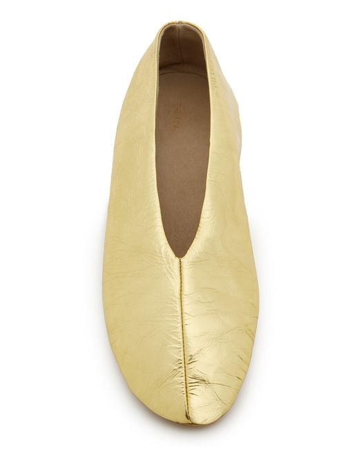 The Row Metallic Stella Laminated Leather Ballet Flats