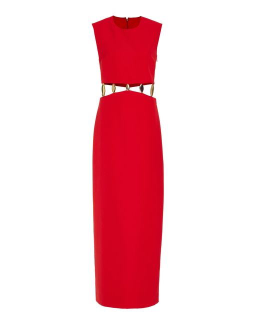 Jonathan Simkhai Red Isadora Crepe Cutout Maxi Dress