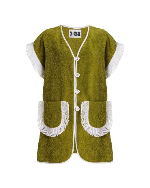 La Veste Green Exclusive Pitaya Cotton Mini Towel Dress