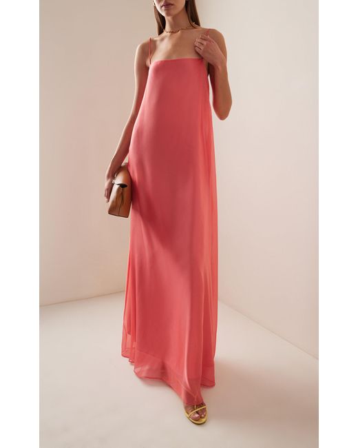 Staud Pink Delfina Satin Maxi Dress