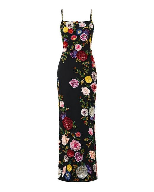 La Fuori White Noir Jardin Embellished Slip Dress