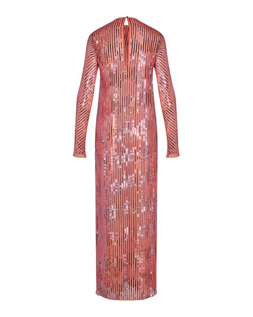 Johanna Ortiz Red Alquimia En Hilo Sequined Silk Maxi Dress