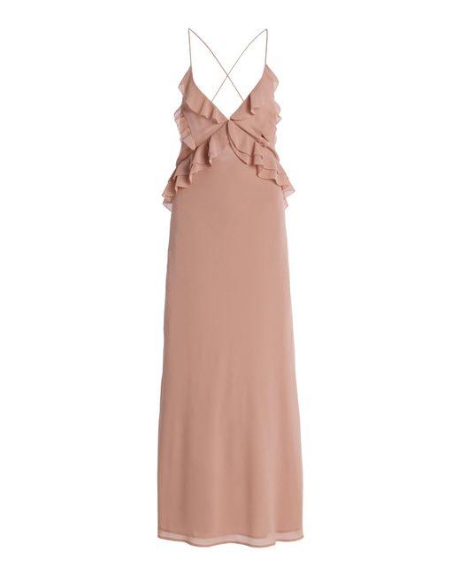 FAVORITE DAUGHTER Gray Exclusive The Who Me? Ruffled Chiffon Maxi Dress