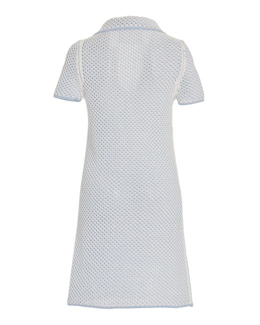 Oscar de la Renta White Polo Knit Cotton Mini Dress
