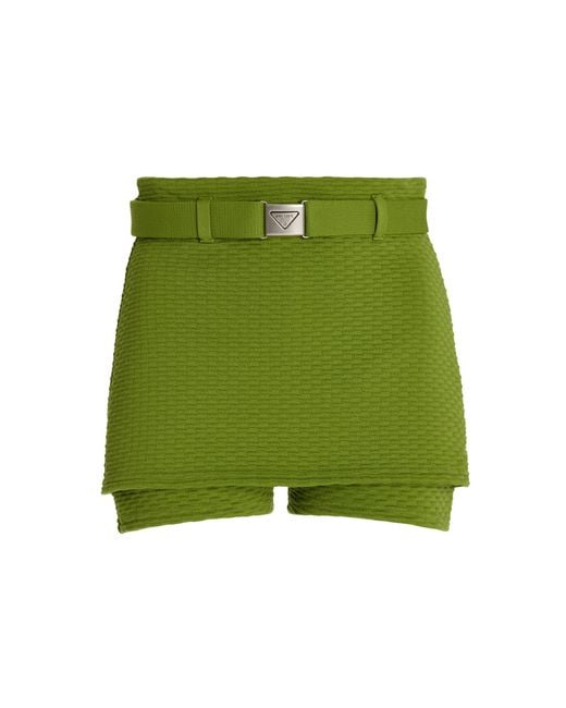 Prada Green Jacquard Mini Shorts