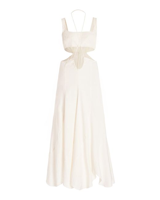 Cult Gaia White Eileen Cutout Linen-blend Maxi Dress