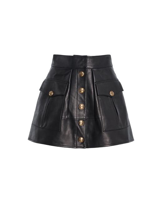 Cara Cara Black Fatima Lamb Leather Mini Skirt