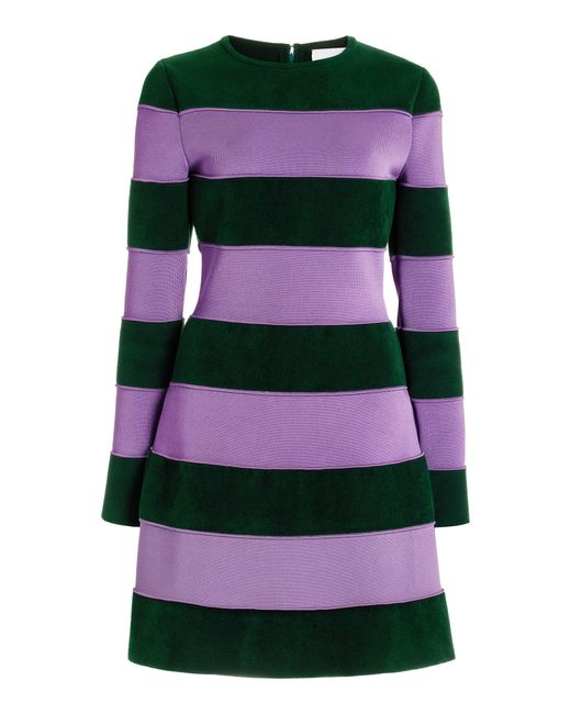 Carolina Herrera Black Striped Knit Mini Dress