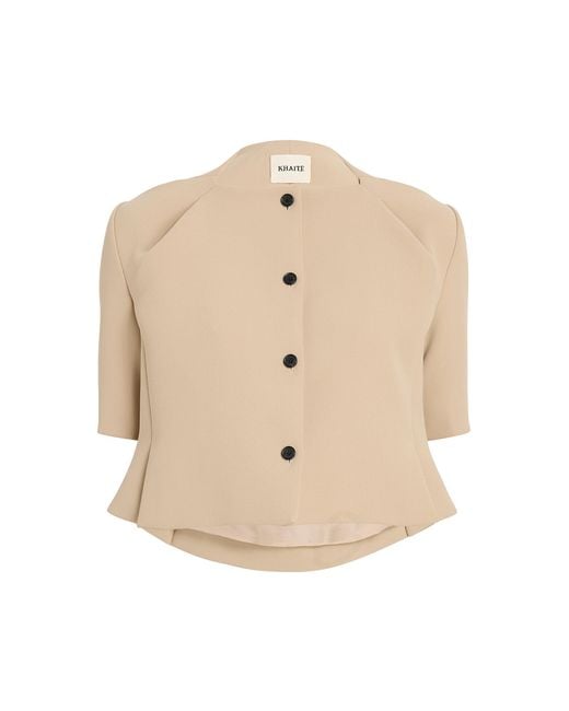 Khaite Natural Franc Crepe Peplum Jacket