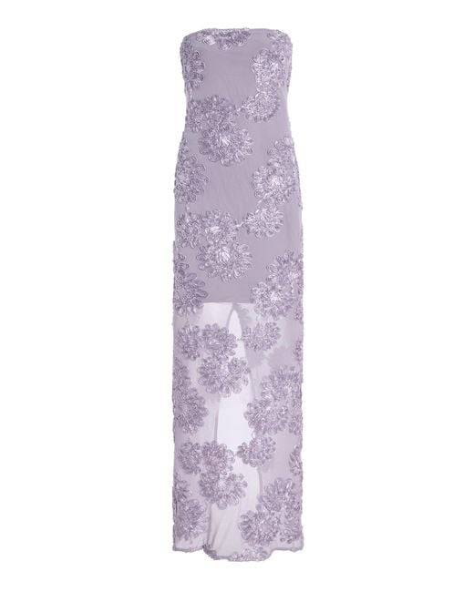 ROTATE BIRGER CHRISTENSEN Purple 3D Mesh Maxi Dress