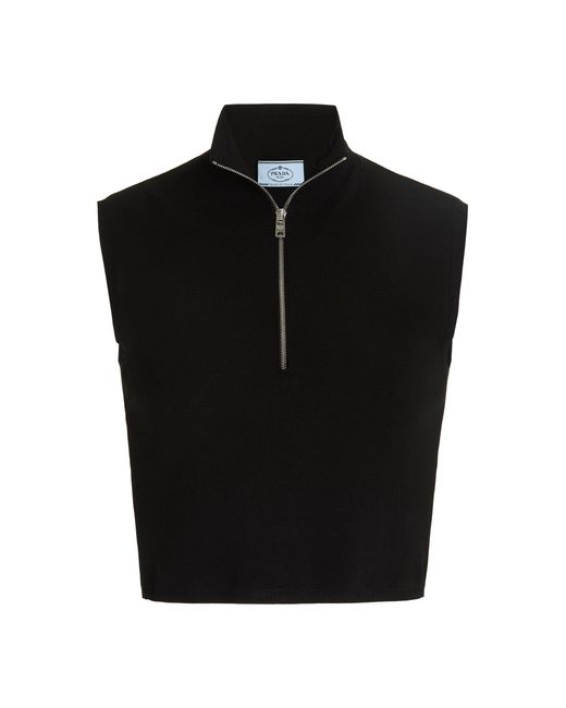 Prada Black Sleeveless Half-Zip Top
