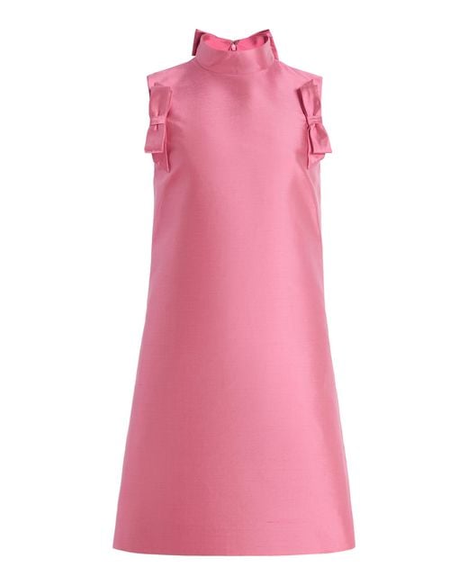 Valentino Garavani Pink Bow-Detailed Silk Mini Dress