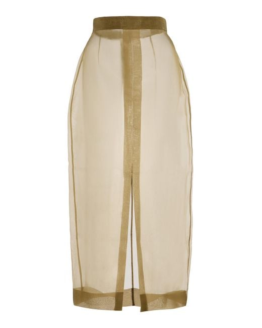 Burc Akyol Natural Silk Organza Midi Skirt