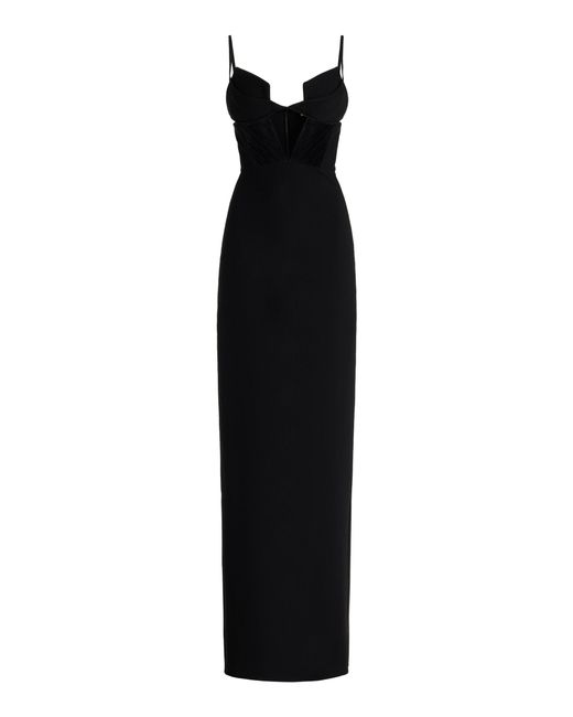 Nensi Dojaka Black Cutout Crepe Bustier Maxi Dress